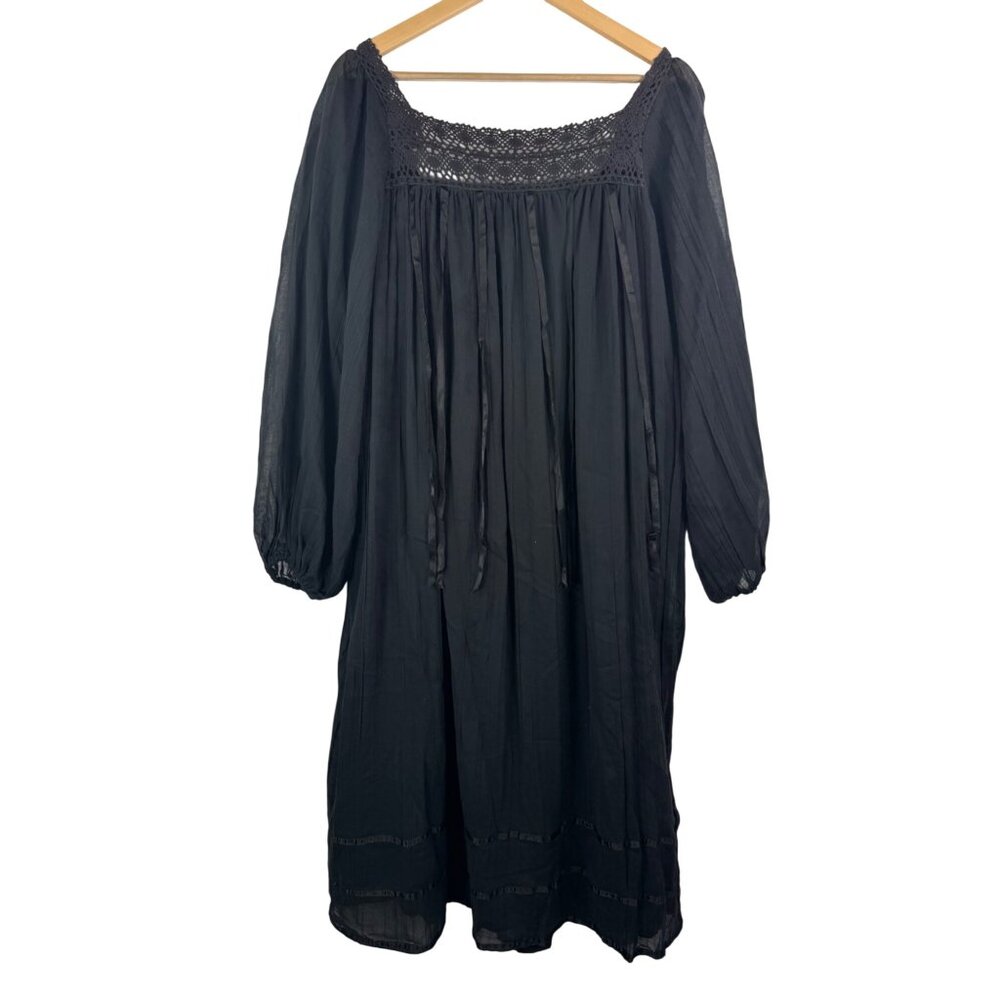 VTG Chez California lagen‎ look crochet whimsygoth dress black sz US 8